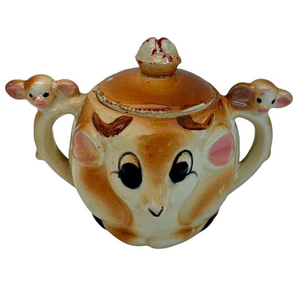 Vintage Rudolph the Red Nose Reindeer Tea Pot Pitcher Sugar Bowl Creamer MCM - Picture 4 of 7